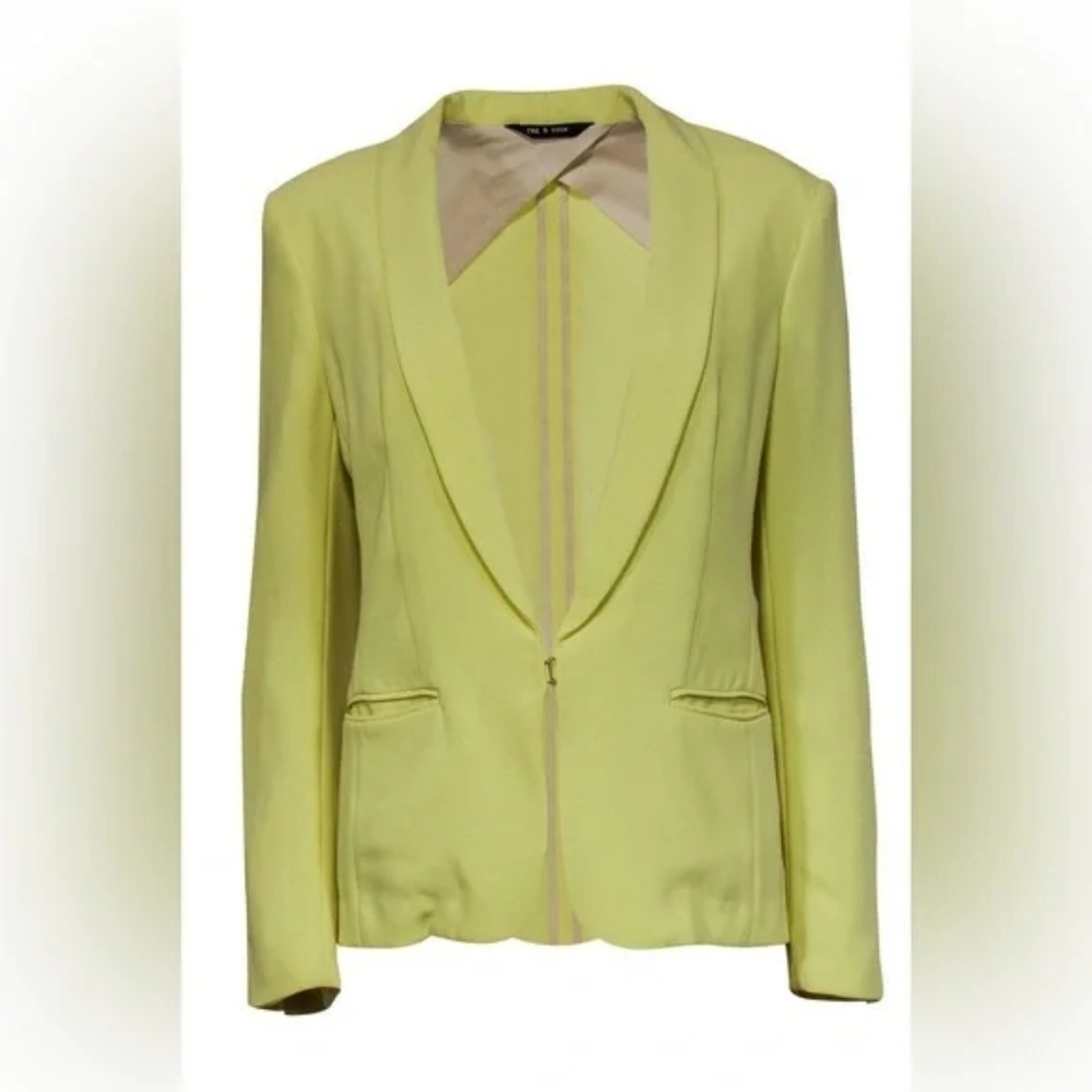 Rag & Bone Neon Yellow Green Fitted Clasp Blazer Size 0